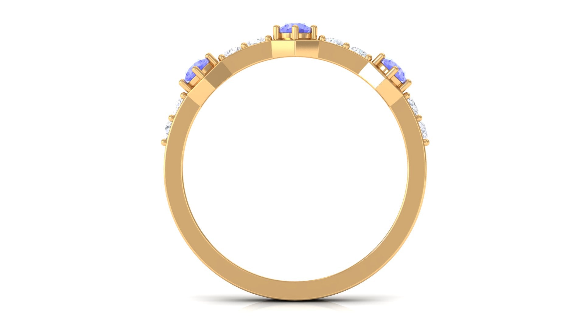 Minimal Half Eternity Ring with Tanzanite and Diamond Tanzanite - ( AAA ) - Quality - Rosec Jewels