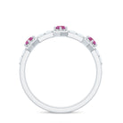 Minimal Half Eternity Ring with Pink Tourmaline and Diamond Pink Tourmaline - ( AAA ) - Quality - Rosec Jewels