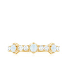 Moonstone and Diamond Minimal Half Eternity Ring Moonstone - ( AAA ) - Quality - Rosec Jewels