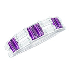 Baguette Cut Amethyst and Moissanite Half Eternity Ring Amethyst - ( AAA ) - Quality - Rosec Jewels