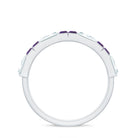 Baguette Cut Amethyst and Moissanite Half Eternity Ring Amethyst - ( AAA ) - Quality - Rosec Jewels