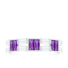 Baguette Cut Amethyst and Moissanite Half Eternity Ring Amethyst - ( AAA ) - Quality - Rosec Jewels