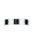 Baguette Cut Black Onyx and Moissanite Half Eternity Ring Black Onyx - ( AAA ) - Quality - Rosec Jewels