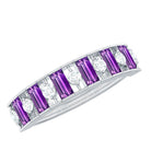 1.25 CT Baguette Cut Amethyst and Round Diamond Wide Band Ring Amethyst - ( AAA ) - Quality - Rosec Jewels