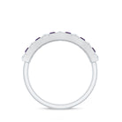 1.25 CT Baguette Cut Amethyst and Round Diamond Wide Band Ring Amethyst - ( AAA ) - Quality - Rosec Jewels