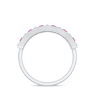 Alternate Pink Tourmaline and Diamond Half Eternity Ring Pink Tourmaline - ( AAA ) - Quality - Rosec Jewels