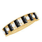 Alternate Black Onyx and Diamond Half Eternity Ring Black Onyx - ( AAA ) - Quality - Rosec Jewels