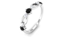 Black and White Diamond Minimal Promise Ring Black Diamond - ( AAA ) - Quality - Rosec Jewels