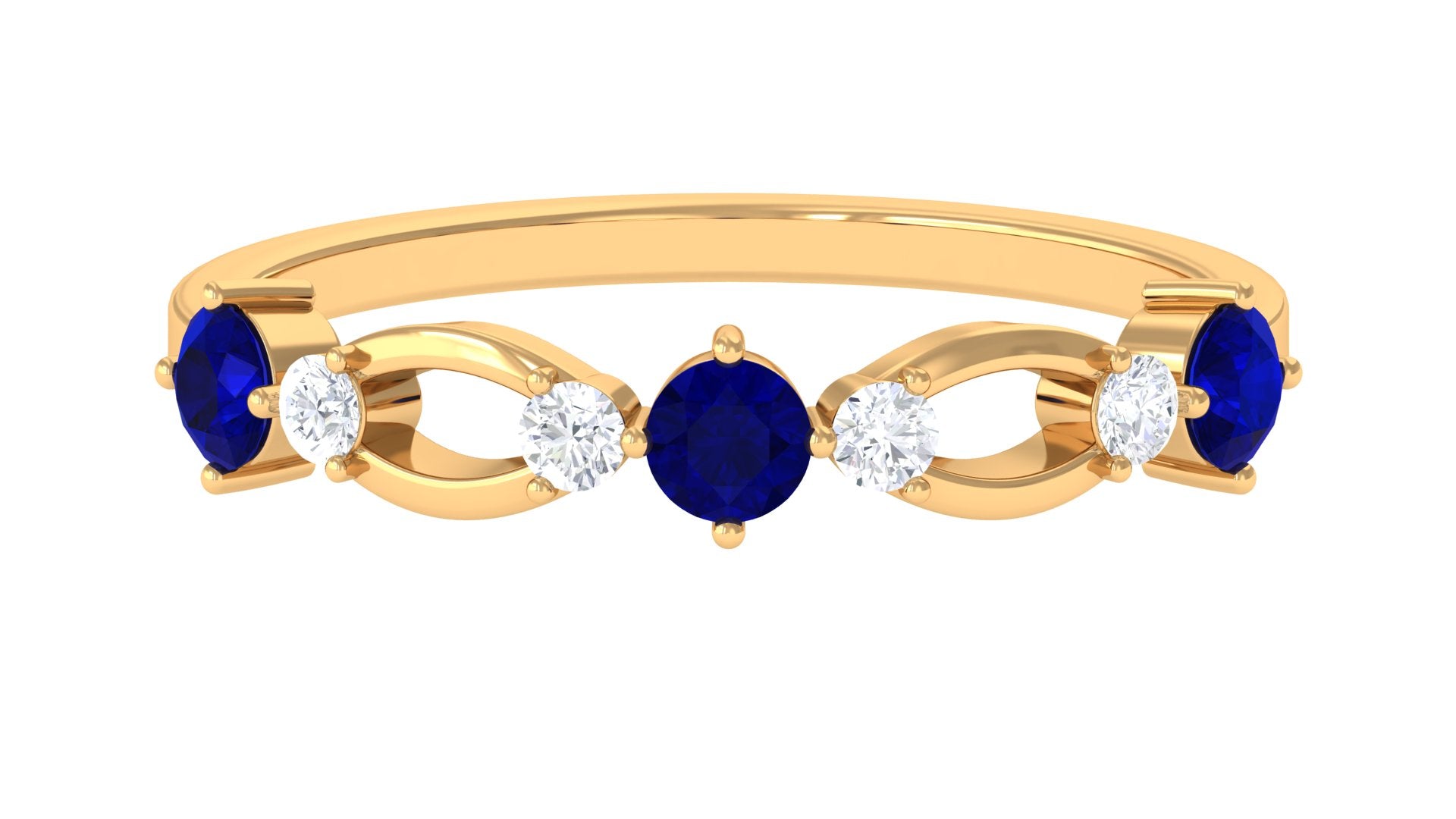 3/4 CT Blue Sapphire and Diamond Minimal Eternity Ring Blue Sapphire - ( AAA ) - Quality - Rosec Jewels