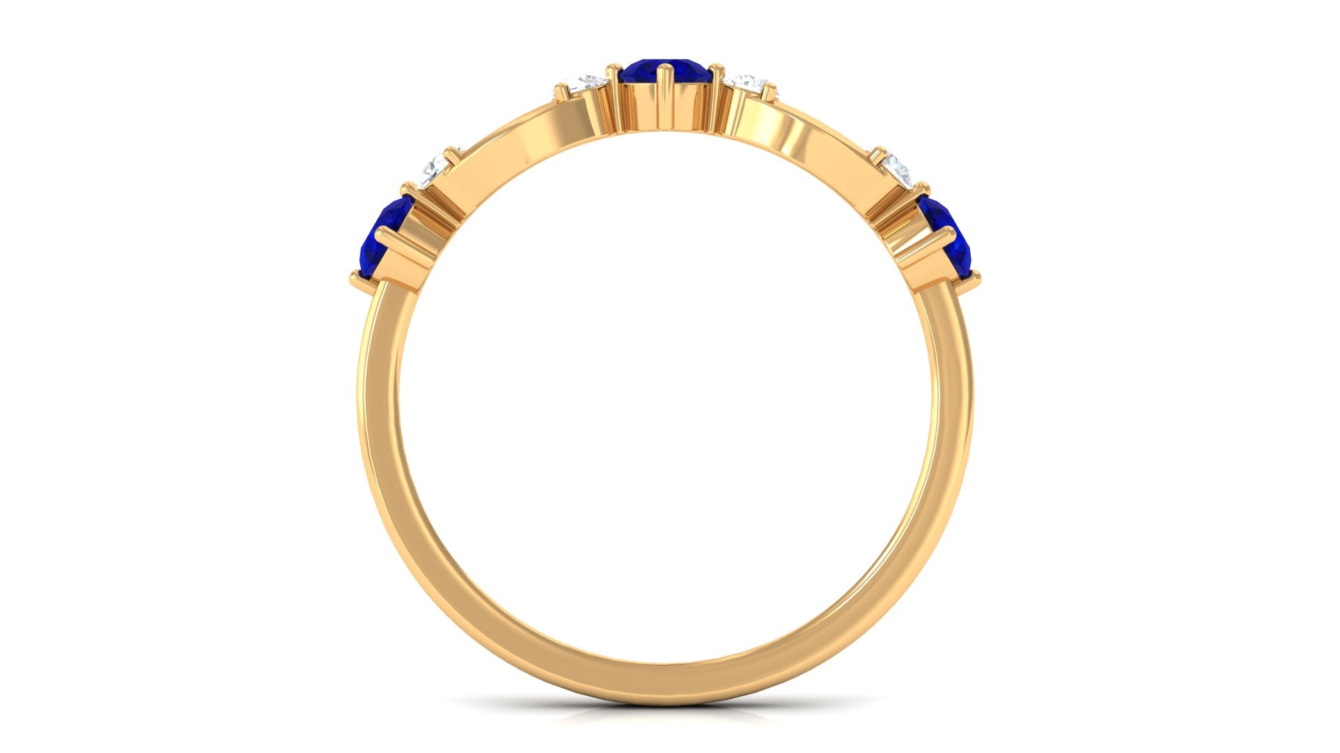 3/4 CT Blue Sapphire and Diamond Minimal Eternity Ring Blue Sapphire - ( AAA ) - Quality - Rosec Jewels