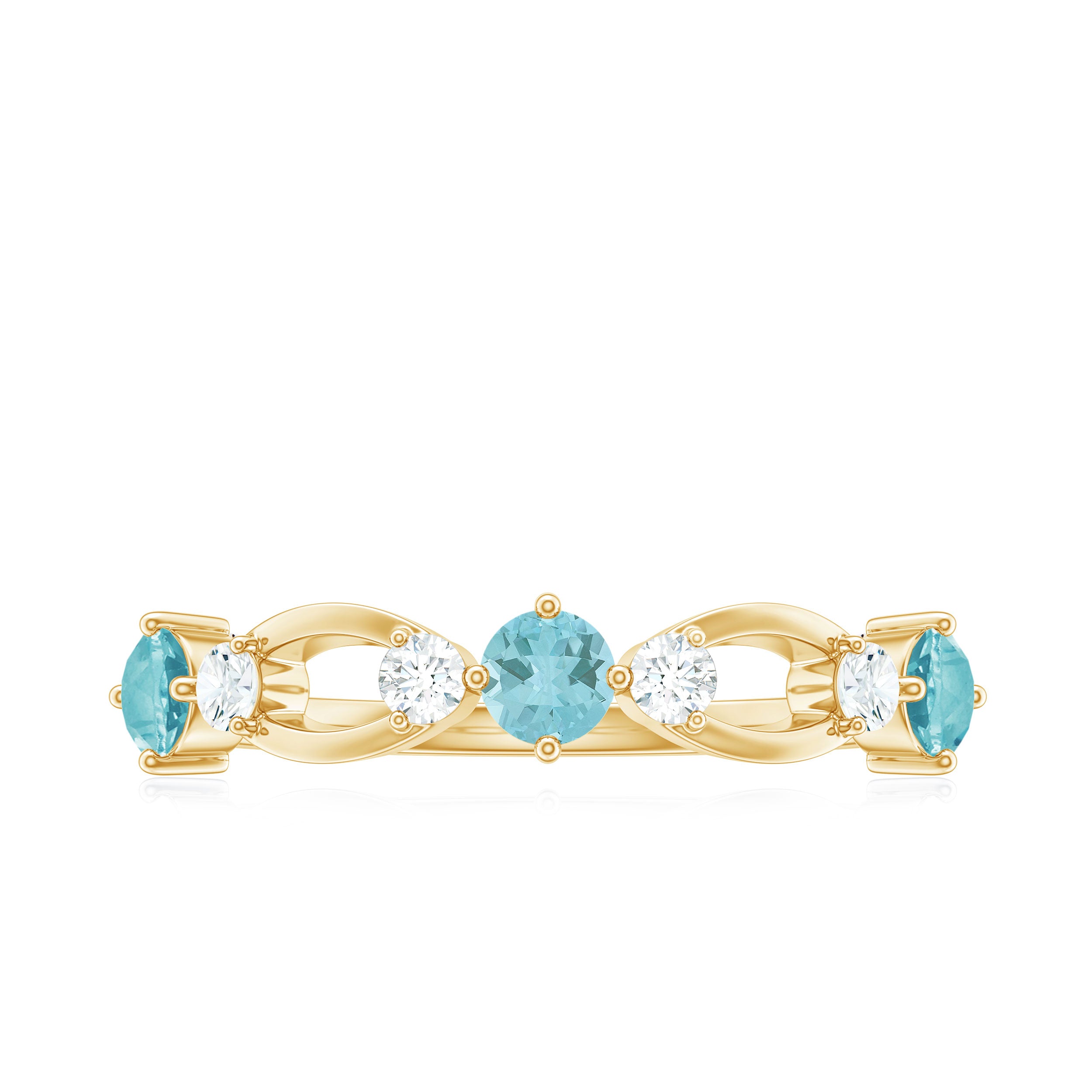 Minimal Promise Ring with Swiss Blue Topaz and Diamond Swiss Blue Topaz - ( AAA ) - Quality - Rosec Jewels