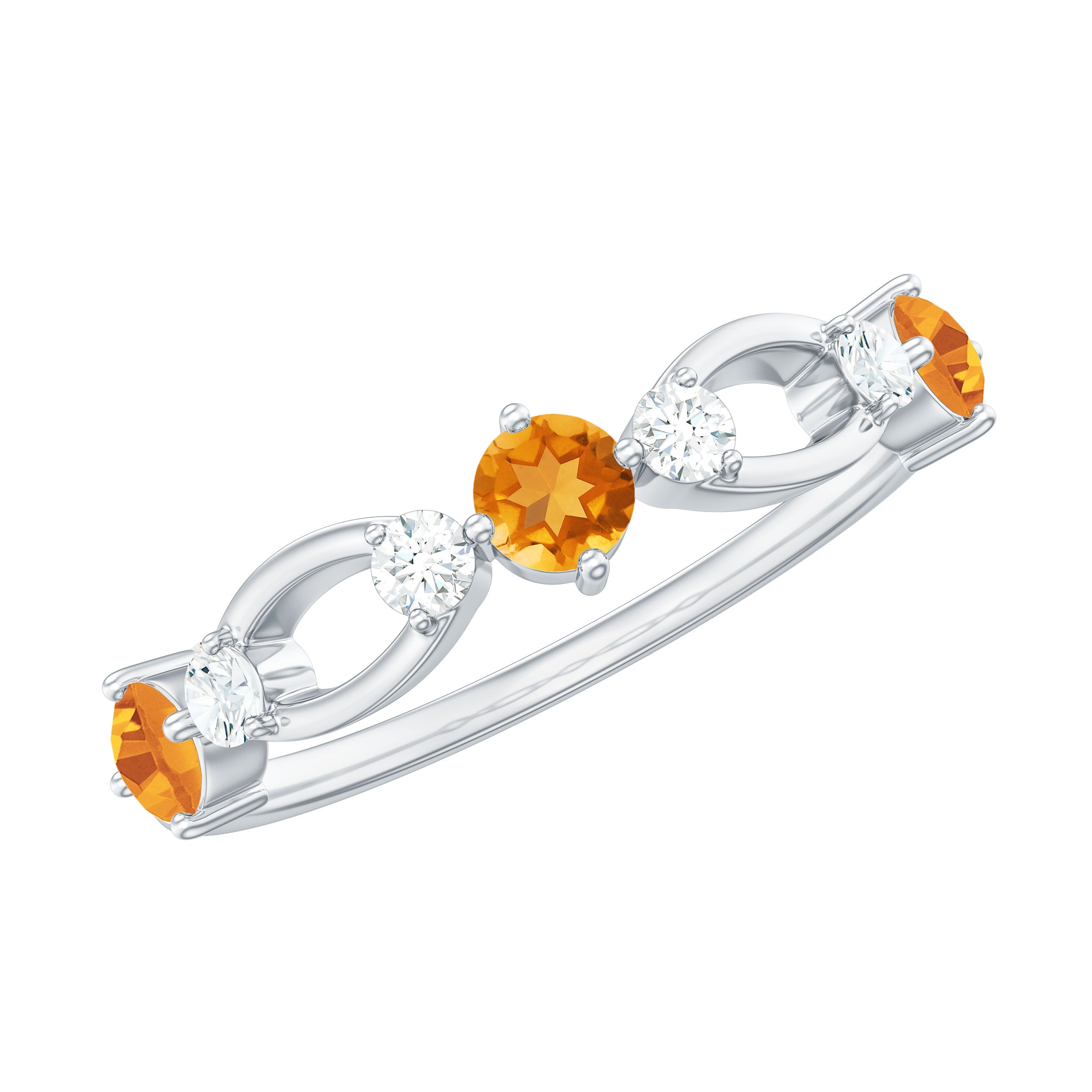 Citrine and Diamond Minimal Promise Eternity Ring Citrine - ( AAA ) - Quality - Rosec Jewels