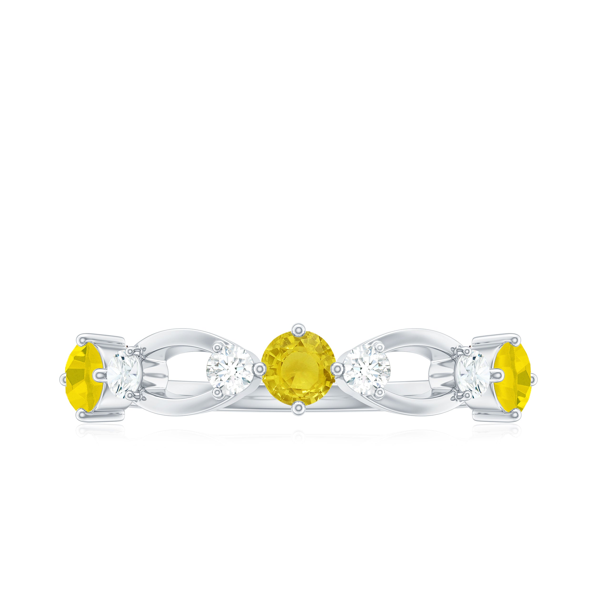 Real Yellow Sapphire Minimal Promise Ring Yellow Sapphire - ( AAA ) - Quality - Rosec Jewels