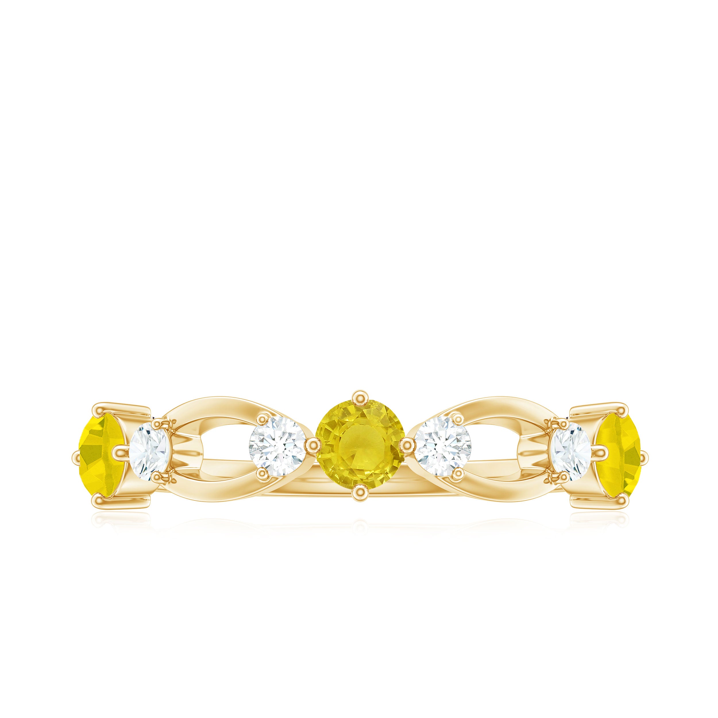 Real Yellow Sapphire Minimal Promise Ring Yellow Sapphire - ( AAA ) - Quality - Rosec Jewels