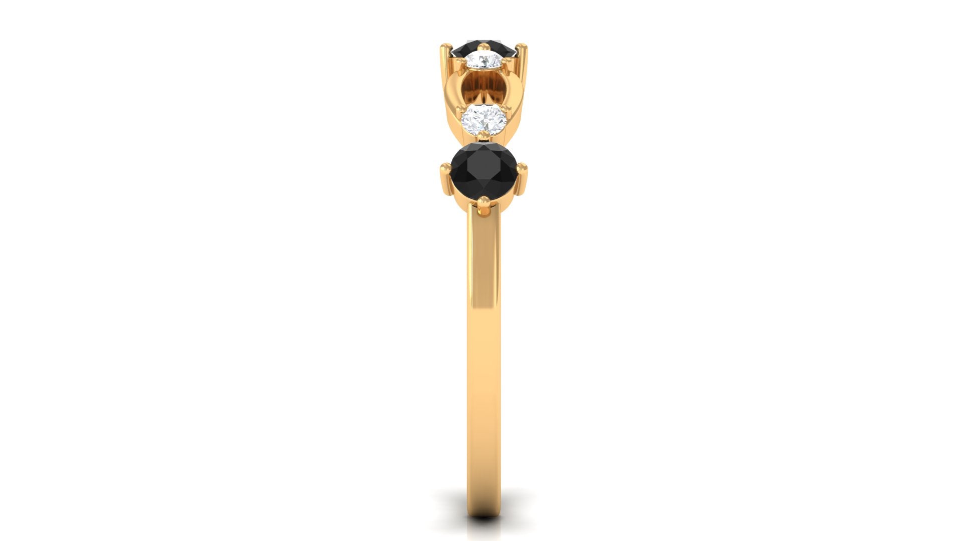 1/2 CT Black Onyx and Diamond Minimal Promise Band Ring Black Onyx - ( AAA ) - Quality - Rosec Jewels