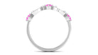 Minimal Pink Sapphire Half Eternity Band Ring with Diamond Pink Sapphire - ( AAA ) - Quality - Rosec Jewels