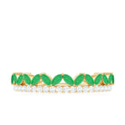 Crown Style Half Eternity Ring with Emerald and Diamond Emerald - ( AAA ) - Quality - Rosec Jewels