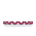 Ruby and Diamond Crown Style Half Eternity Ring Ruby - ( AAA ) - Quality - Rosec Jewels