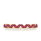 Ruby and Diamond Crown Style Half Eternity Ring Ruby - ( AAA ) - Quality - Rosec Jewels