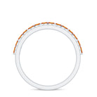 Created Orange Sapphire and Diamond Crown Style Half Eternity Ring Lab Created Orange Sapphire - ( AAAA ) - Quality - Rosec Jewels