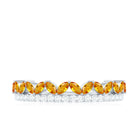 Created Orange Sapphire and Diamond Crown Style Half Eternity Ring Lab Created Orange Sapphire - ( AAAA ) - Quality - Rosec Jewels