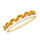 Created Orange Sapphire and Diamond Crown Style Half Eternity Ring Lab Created Orange Sapphire - ( AAAA ) - Quality - Rosec Jewels