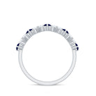 Blue Sapphire and Diamond Half Eternity Zigzag Ring Blue Sapphire - ( AAA ) - Quality - Rosec Jewels