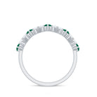 Zigzag Half Eternity Ring with Emerald and Diamond Emerald - ( AAA ) - Quality - Rosec Jewels