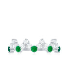 Zigzag Half Eternity Ring with Emerald and Diamond Emerald - ( AAA ) - Quality - Rosec Jewels