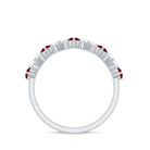 Zigzag Half Eternity Ring with Ruby and Diamond Ruby - ( AAA ) - Quality - Rosec Jewels