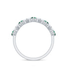 Lab-Created Green Sapphire and Diamond Half Eternity Zigzag Ring Lab Created Green Sapphire - ( AAAA ) - Quality - Rosec Jewels