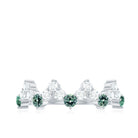 Lab-Created Green Sapphire and Diamond Half Eternity Zigzag Ring Lab Created Green Sapphire - ( AAAA ) - Quality - Rosec Jewels