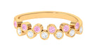 Simple Half Eternity Ring with Pink Sapphire and Diamond Pink Sapphire - ( AAA ) - Quality - Rosec Jewels