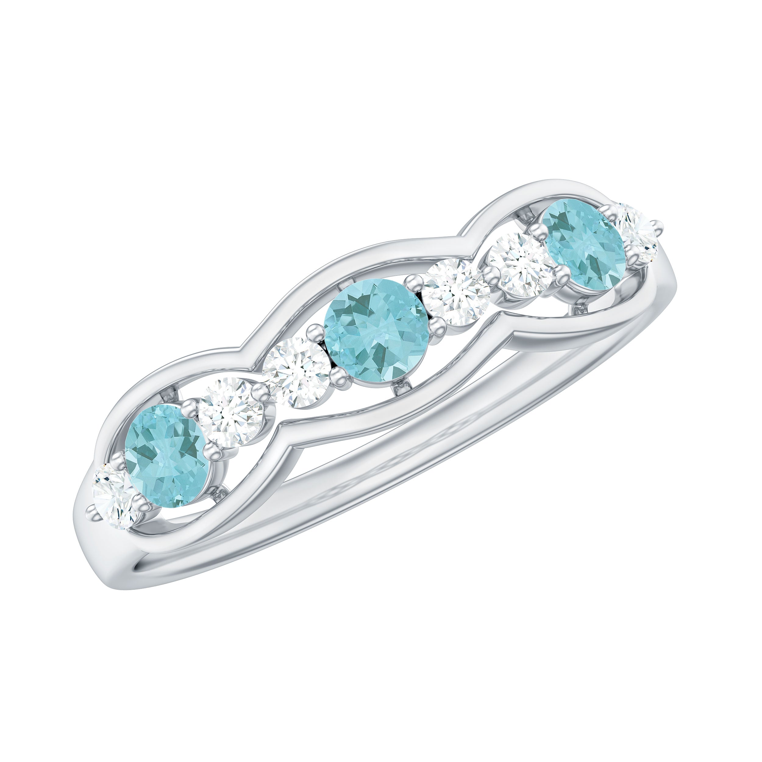 1/2 CT Sky Blue Topaz and Diamond Wedding Anniversary Ring Sky Blue Topaz - ( AAA ) - Quality - Rosec Jewels