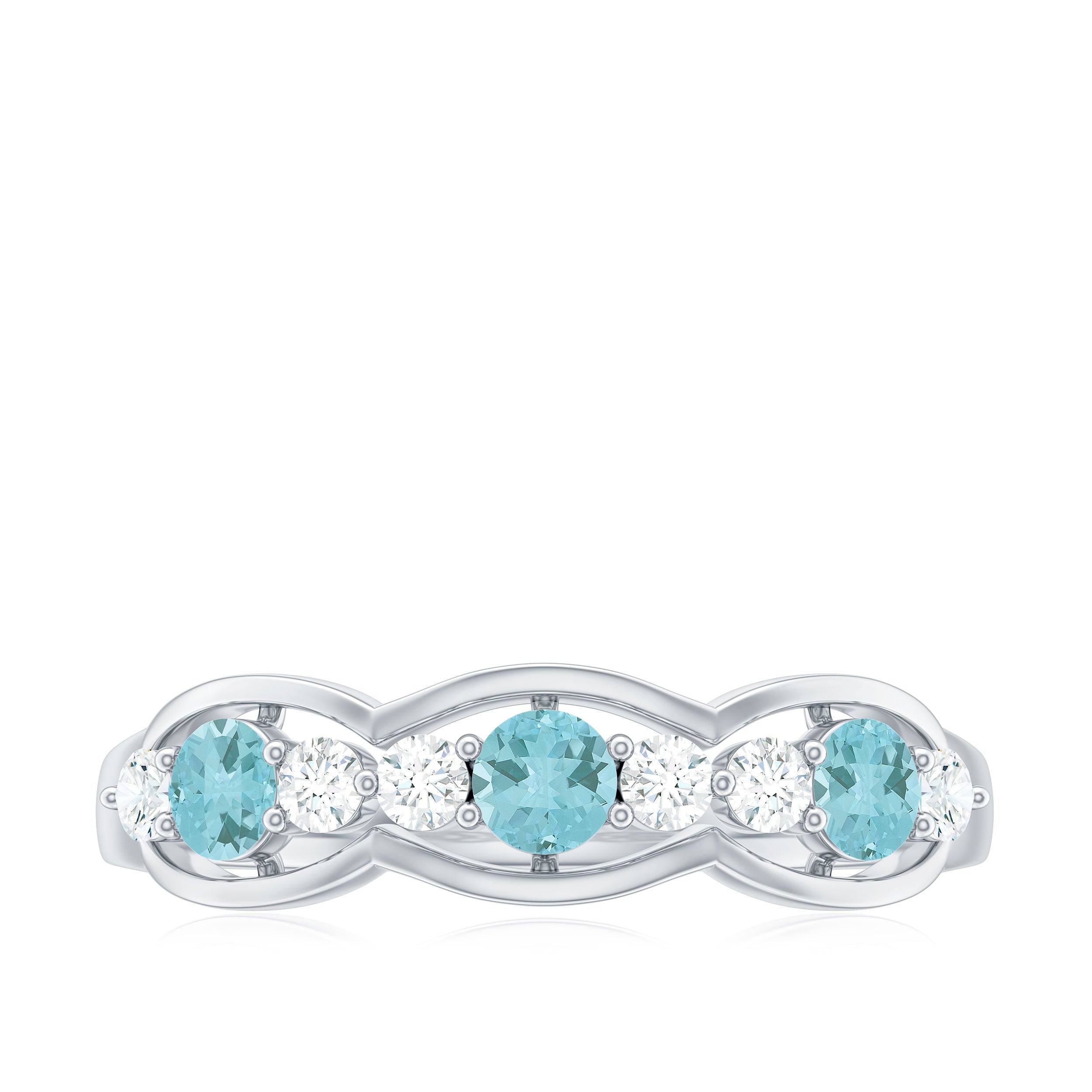 1/2 CT Sky Blue Topaz and Diamond Wedding Anniversary Ring Sky Blue Topaz - ( AAA ) - Quality - Rosec Jewels