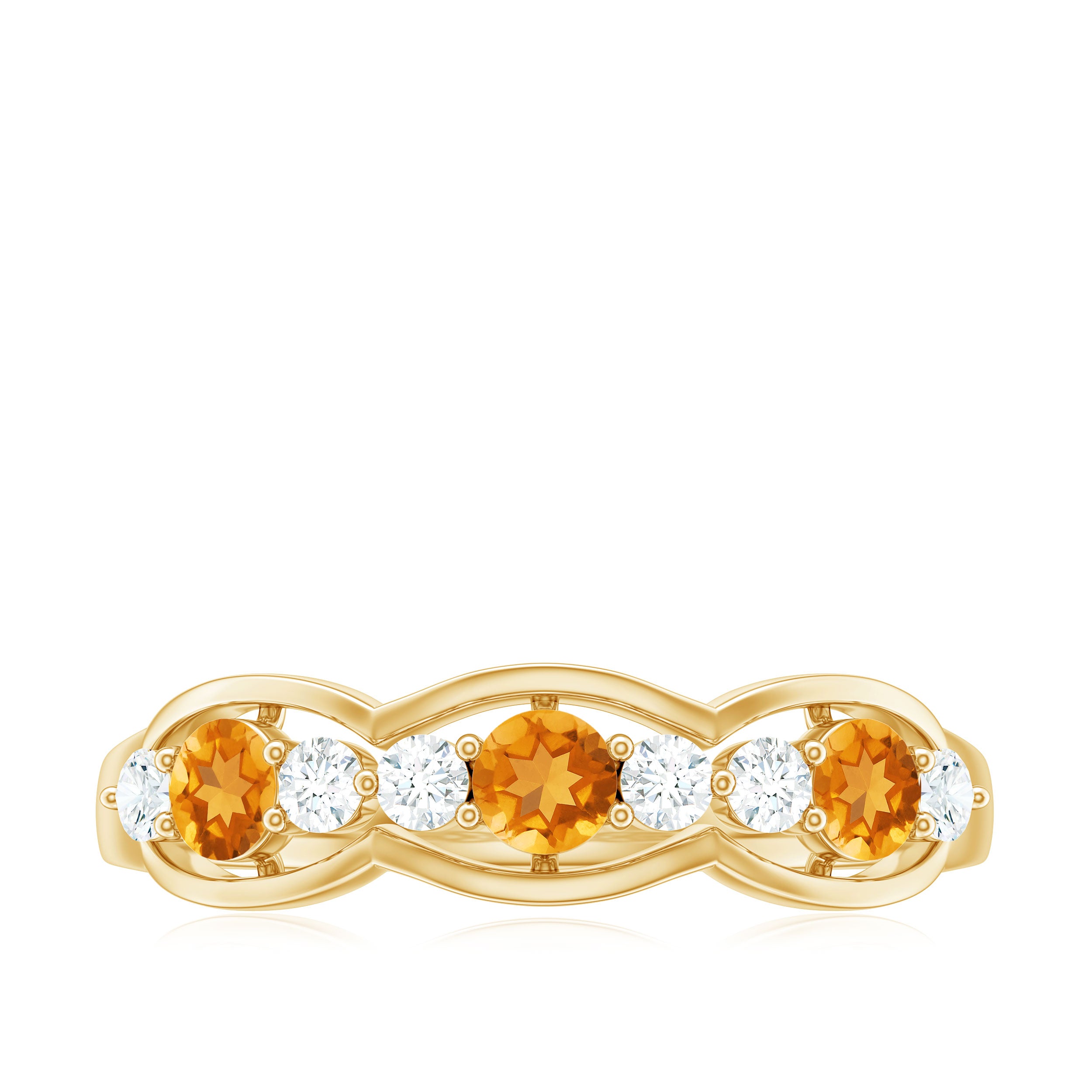 Citrine and Diamond Wedding Anniversary Ring Citrine - ( AAA ) - Quality - Rosec Jewels