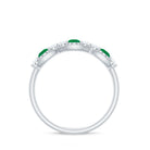 Emerald and Diamond Wedding Anniversary Band Ring Emerald - ( AAA ) - Quality - Rosec Jewels