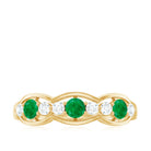 Emerald and Diamond Wedding Anniversary Band Ring Emerald - ( AAA ) - Quality - Rosec Jewels