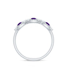 Amethyst and Diamond Half Eternity Ring Amethyst - ( AAA ) - Quality - Rosec Jewels