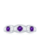 Amethyst and Diamond Half Eternity Ring Amethyst - ( AAA ) - Quality - Rosec Jewels