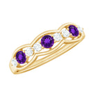 Amethyst and Diamond Half Eternity Ring Amethyst - ( AAA ) - Quality - Rosec Jewels