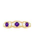 Amethyst and Diamond Half Eternity Ring Amethyst - ( AAA ) - Quality - Rosec Jewels