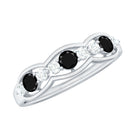 Black Onyx and Diamond Half Eternity Band Ring Black Onyx - ( AAA ) - Quality - Rosec Jewels