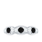 Black Onyx and Diamond Half Eternity Band Ring Black Onyx - ( AAA ) - Quality - Rosec Jewels