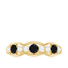 Black Onyx and Diamond Half Eternity Band Ring Black Onyx - ( AAA ) - Quality - Rosec Jewels