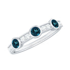 Minimal Half Eternity Ring with London Blue Topaz and Diamond London Blue Topaz - ( AAA ) - Quality - Rosec Jewels