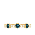 Minimal Half Eternity Ring with London Blue Topaz and Diamond London Blue Topaz - ( AAA ) - Quality - Rosec Jewels