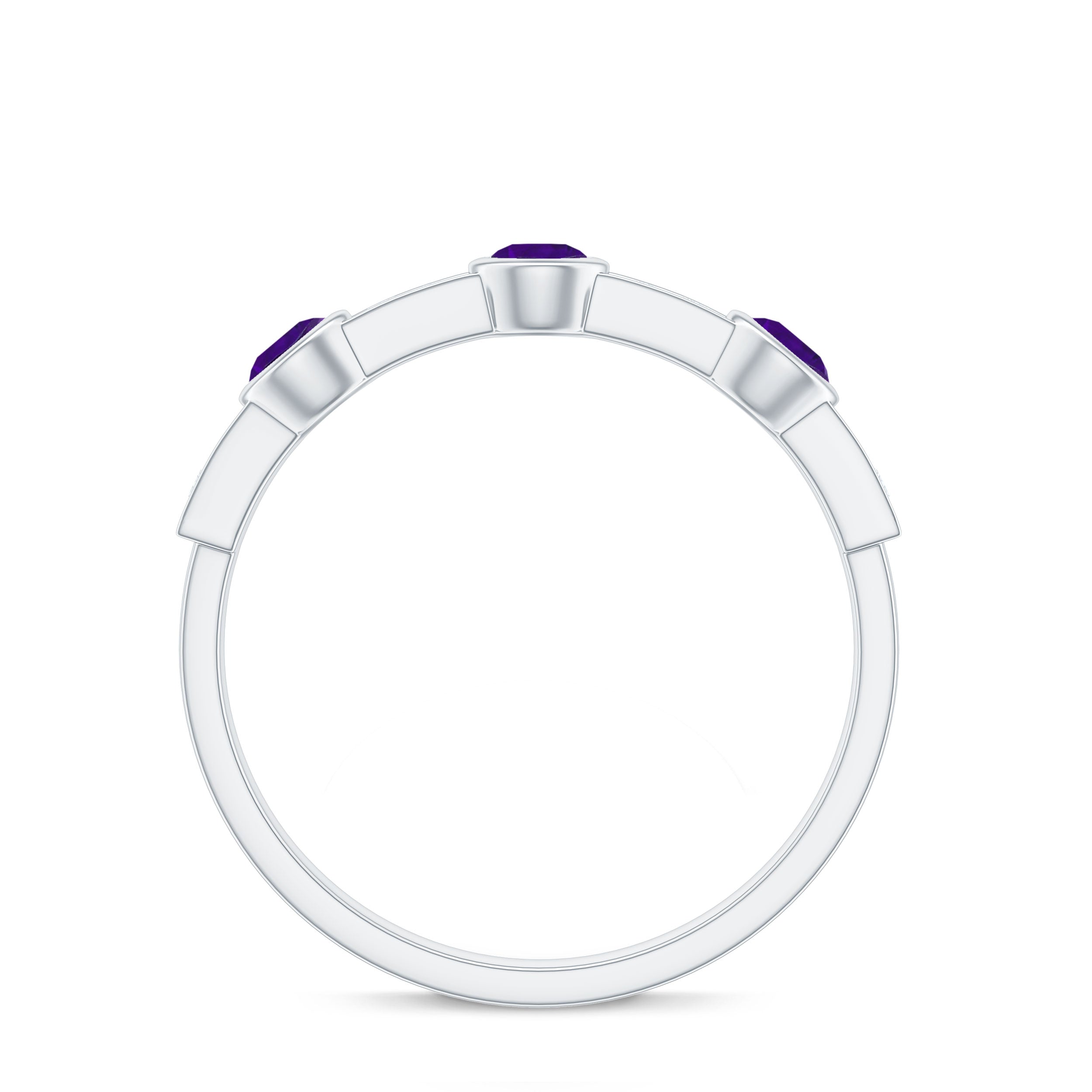 Amethyst and Diamond Minimal Half Eternity Ring Amethyst - ( AAA ) - Quality - Rosec Jewels