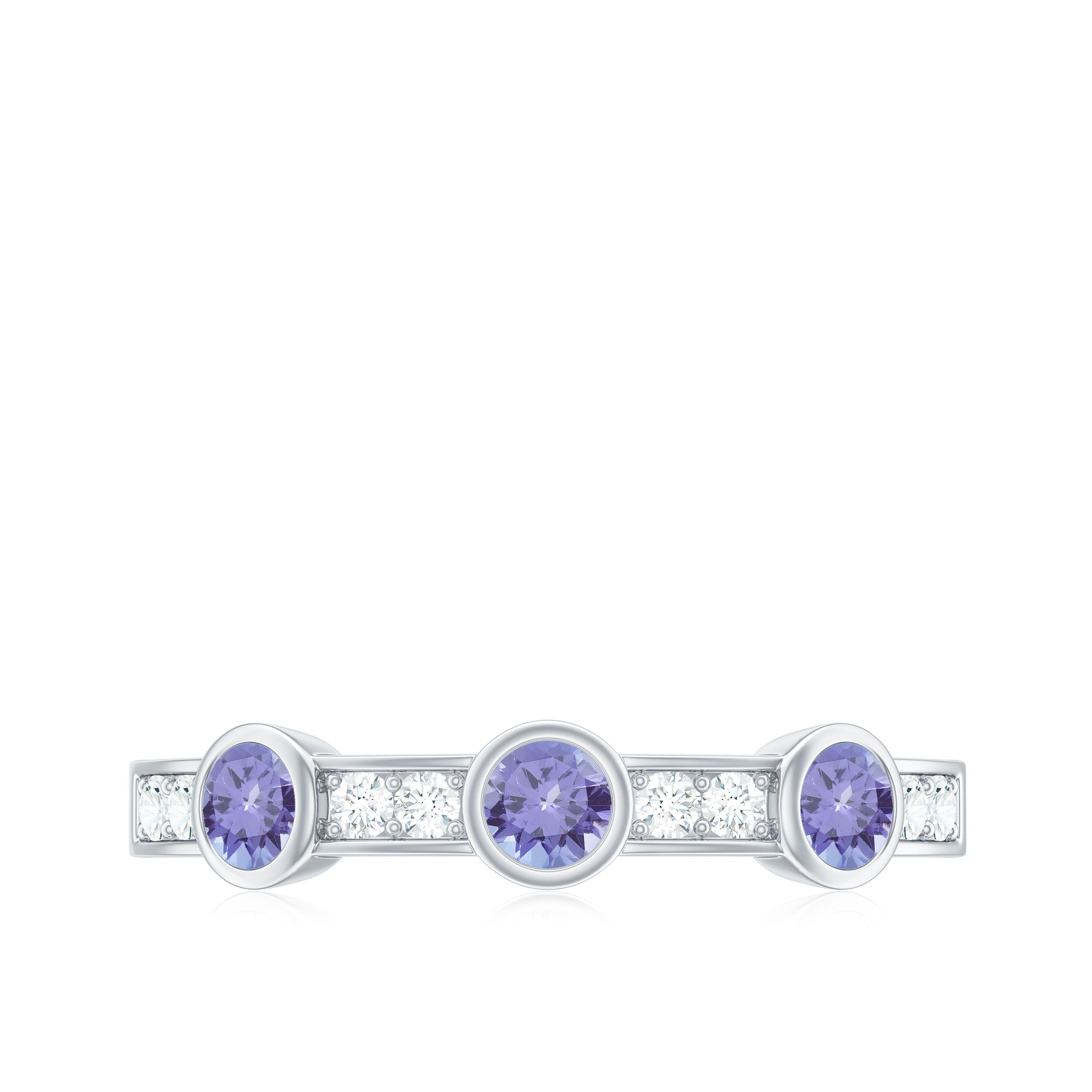 Real Tanzanite Minimal Half Eternity Ring Tanzanite - ( AAA ) - Quality - Rosec Jewels