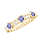 Real Tanzanite Minimal Half Eternity Ring Tanzanite - ( AAA ) - Quality - Rosec Jewels